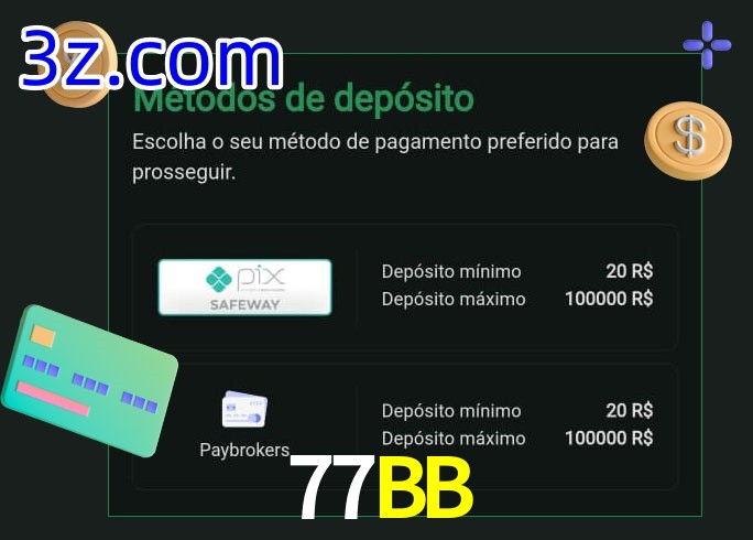 O cassino 77BB oferece uma grande variedade de métodos de pagamento